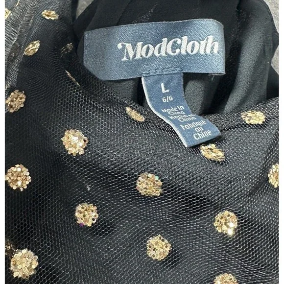Modcloth Another Brilliant Gold Polka Dot Holiday Evening Dress Large NWT
